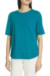 Eileen Fisher Organic Cotton Tee In Teal