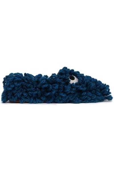 Anya Hindmarch Woman Embellished Wool Slippers Cobalt Blue