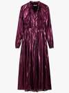 Burberry Woman Pleated Silk-blend Lamé Midi Dress Magenta In Pink