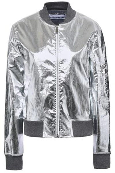 Paco Rabanne Woman Metallic Cotton-blend Bomber Jacket Silver
