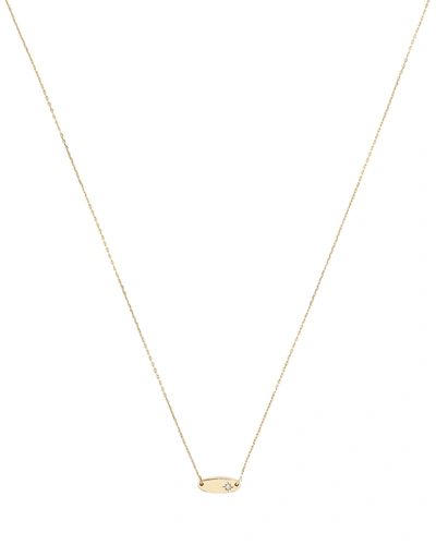 Adina Reyter Super Tiny Oval Stamp Diamond Necklace In Gold