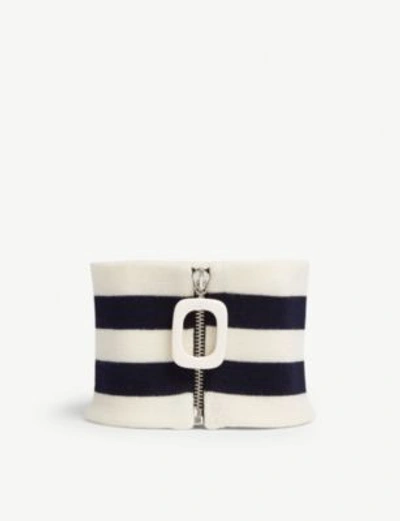 Jw Anderson Cable Neckband In Nvy/wht Str