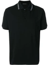 Versace Logo Trim Polo Shirt In Black