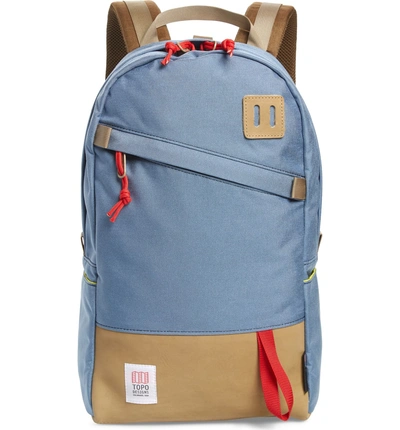 Topo Designs Canvas & Leather Daypack - Blue In Storm/khaki Leather