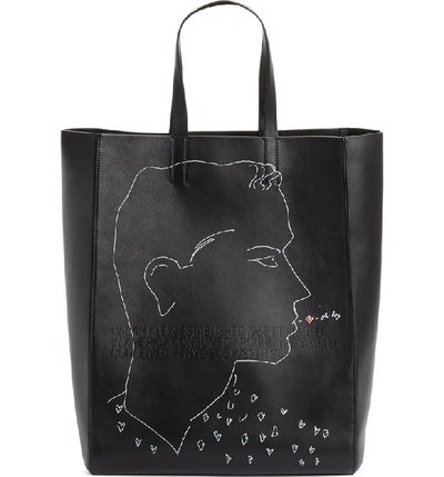 Calvin Klein 205w39nyc Men's X Andy Warhol Blotted Lines Leather Tote Bag In Black