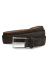 Allen Edmonds Suede Avenue Leather Belt In Dark Brown Suede