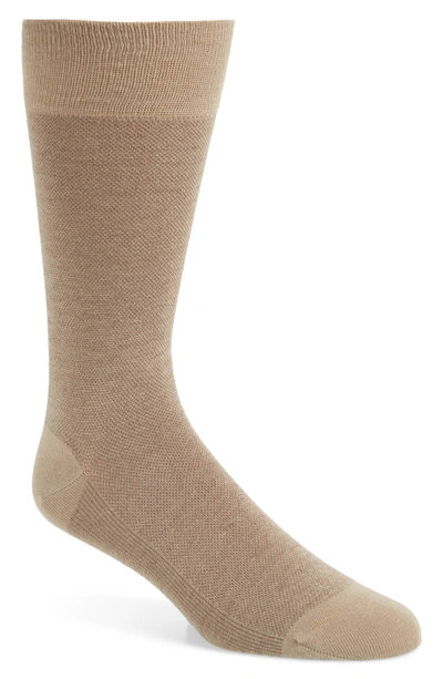 Cole Haan Pique Texture Crew Socks In Khaki