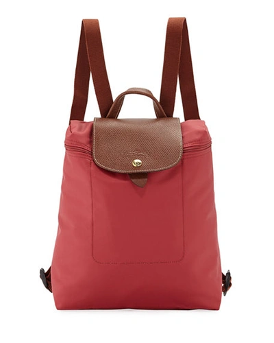 Longchamp Le Pliage Nylon Backpack In Fig/gold