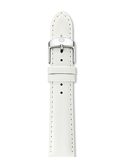 Michele Saffiano Leather Watch Strap, 12-18mm In White