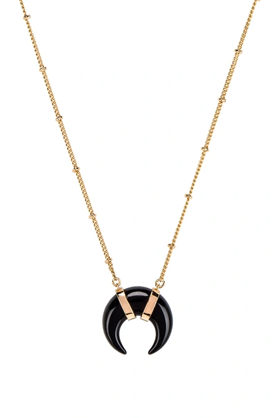 Elizabeth Stone Cat's Eye Crescent Necklace In Metallic Gold. In Gold & Onyx