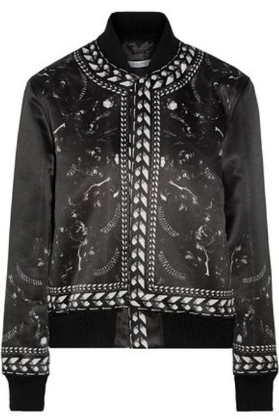 Givenchy Woman Panther Printed Duchesse-satin Bomber Jacket Black