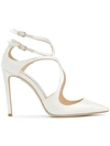 Jimmy Choo White Lancer 100 Patent Leather Pumps In Ivory