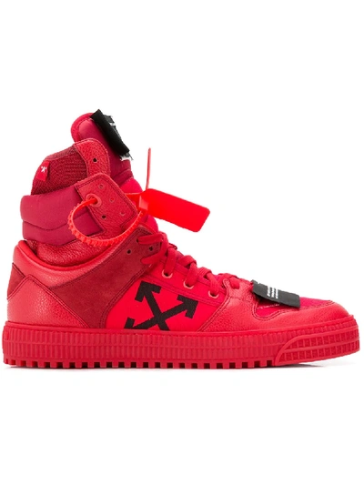 Off-white Men's Off Court High-top Leather Sneakers, Red In Red & Red