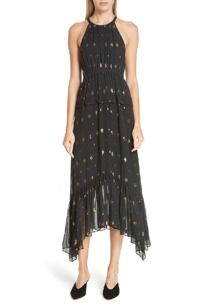 A.l.c Rosa Metallic Diamond Fil Coupe Dress In Black Gold