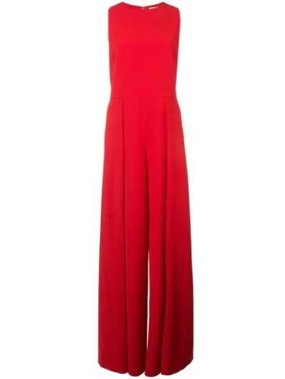 Alice And Olivia Alice + Olivia Bret Pleated Wide-leg Jumpsuit In Red