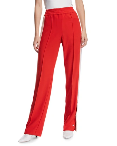 Pinko Snap-up Racer Stripe Track Pants In Red