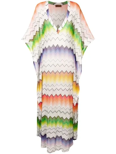 Missoni Printed V-neck Long Coverup Tunic In Neutrals