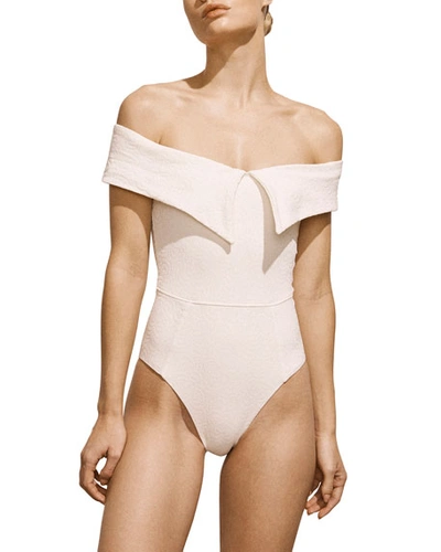 Amaio Swim Jaqueline Strapless Maillot, Ivory