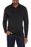 Robert Barakett Batiste Long Sleeve Polo In Black