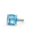 David Yurman Chatelaine Ring With Blue Topaz And Diamonds