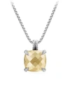 David Yurman Châtelaine® Pendant Necklace With Green Orchid And Diamonds In Gold Dome