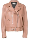 Acne Studios Merlyn Oversized Leather Biker Jacket In Rust Orange