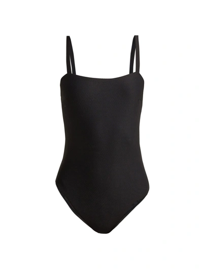 Asceno Palma Square-neck Basketweave Swimsuit In Printed