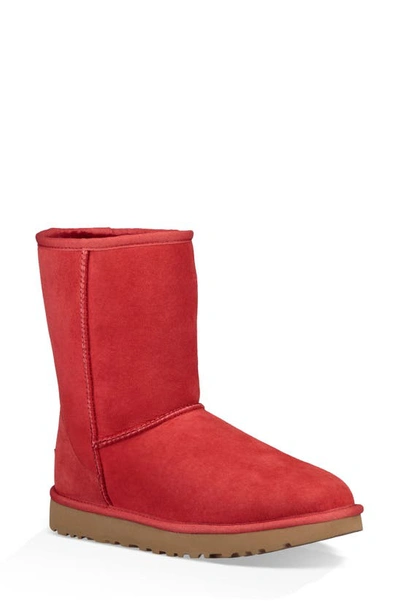 Ugg Classic Ii Genuine Shearling Lined Short Boot In Ribbon Red Suede