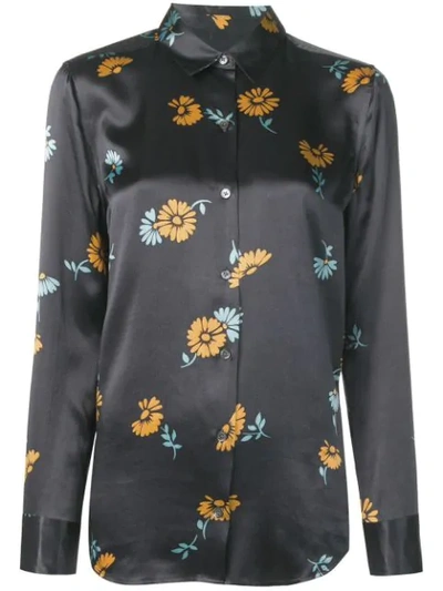 Equipment Essential Floral-print Silk-satin Shirt In Blue