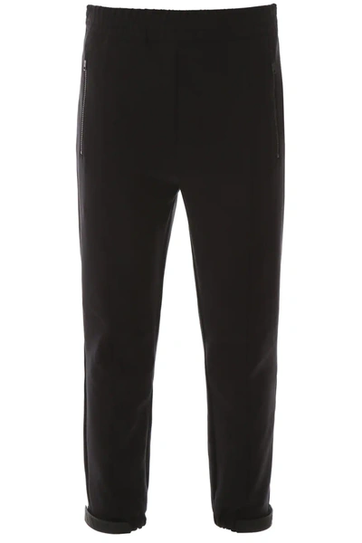 Prada Logo Cropped Track Pants In Black