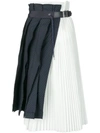 Sacai Asymmetric Patchwork Skirt In Blue
