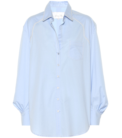 Johanna Ortiz Heaven's Door Collared Cotton-blend Shirt In Blue