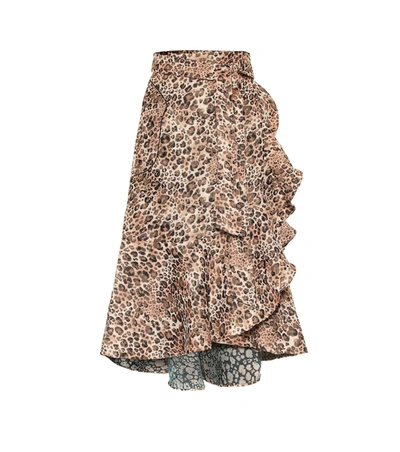 Johanna Ortiz Cynical Attitude Ruffled Leopard-jacquard Midi Wrap Skirt In Leopard Blush