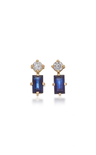 Yi Collection 18k Gold Sapphire And Diamond Earrings In Navy