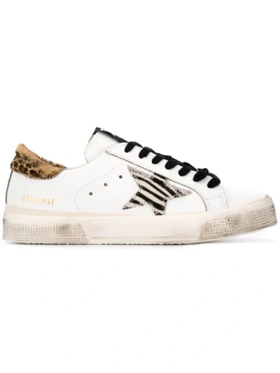 Golden Goose May Leopard-print Leather Low-top Trainers In White