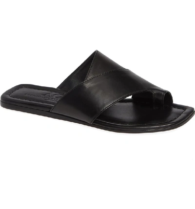 Agl Attilio Giusti Leombruni Asymmetrical Toe Loop Slide Sandal In Black Leather