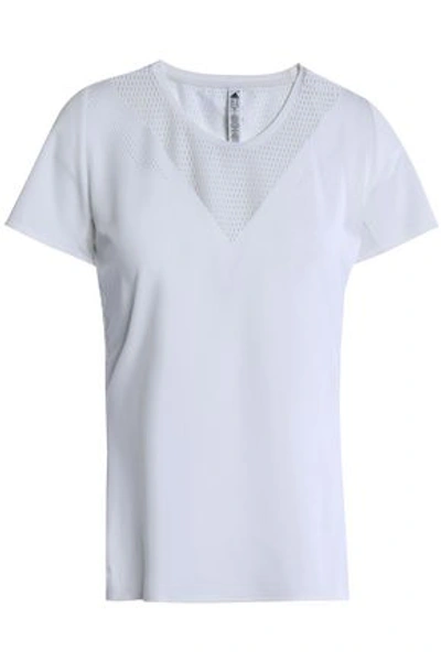 Adidas Originals Adidas Woman Perforated-paneled Tech-jersey T-shirt White