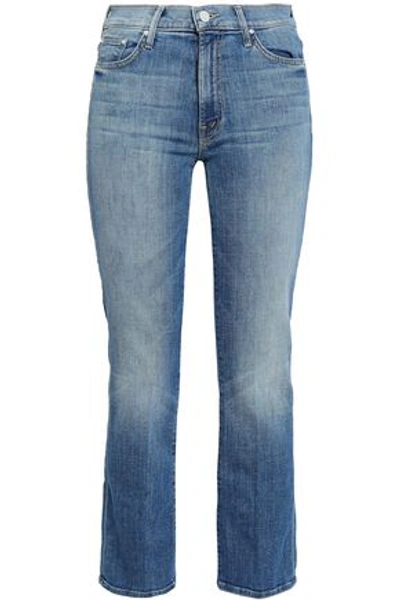Mother The Insider Cropped High-rise Kick-flare Jeans In Mid Denim