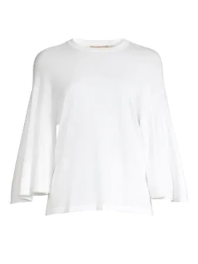 Michael Kors Drape Sleeve Cotton Shirt In White