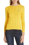 Polo Ralph Lauren Cable Knit Cotton Sweater In Gold