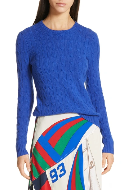 Polo Ralph Lauren Cable Knit Cotton Sweater In Royal Blue