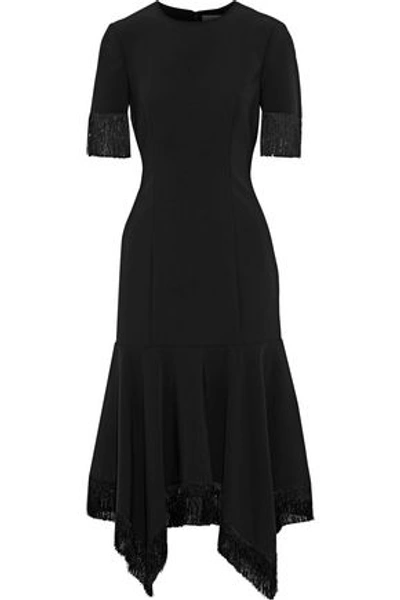 Sachin & Babi Woman Asymmetric Fringed Crepe Midi Dress Black