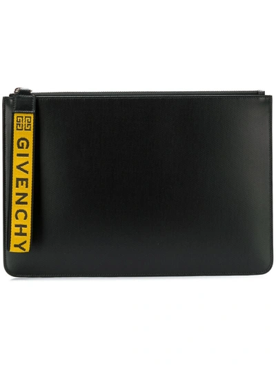 Givenchy Black And Yellow Ticker Leather Pouch