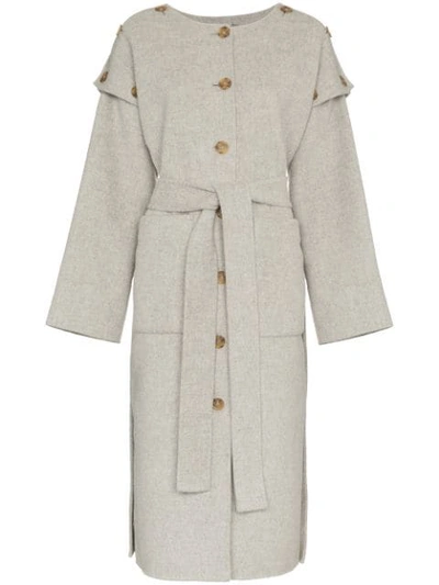 Rejina Pyo Simone Belted Wool Coat In Grey
