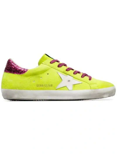 Golden Goose Fluorescent Yellow Superstar Contrast Lace Sneakers