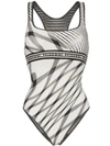 Missoni Logo Band Striped Swimsuit In White