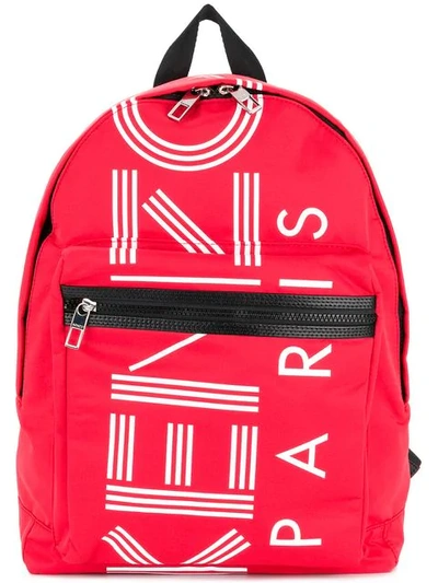 Kenzo Tech Fabric Backpack In Red