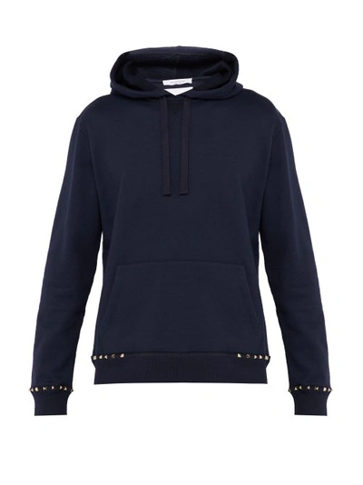 Valentino Rockstud Untitled Cotton-blend Sweatshirt In Navy