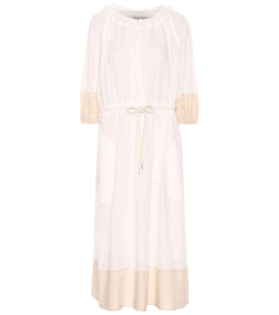 Lee Mathews Lilian Cotton Midi Dress In White