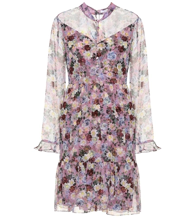 Erdem Danielle Floral-print Button-front Dress In Purple